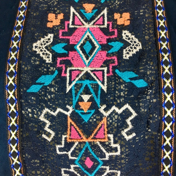 FLYING TOMATO Embroidered Fringe Cape Poncho XS - Picture 3 of 8